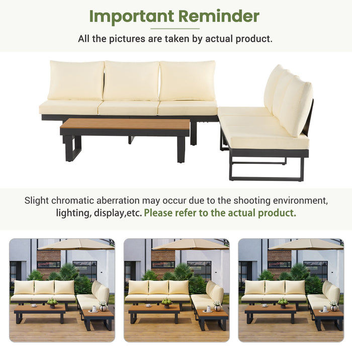 Outdoor Sectional Sofa Set With Adjustable Reclining Seats