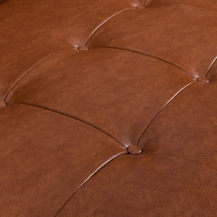 Adelaide - Mid Century Modern Tufted Sofa With Rolled Accent Pillows - Light Brown