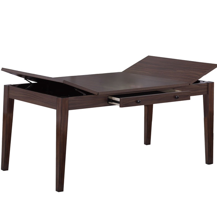 6 Piece Dining Set Table With Storage Ladder Back Chairs And Bench - Walnut