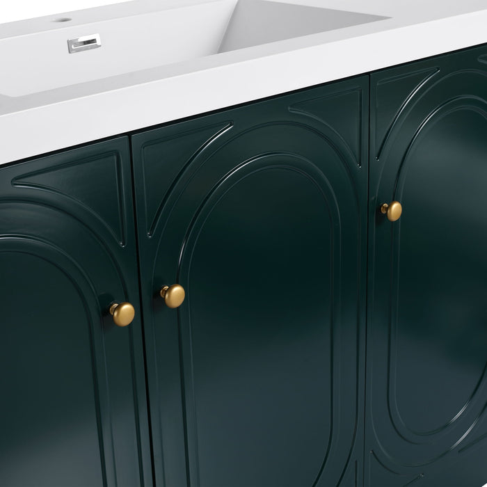 Contemporary Freestanding Bathroom Vanity With Resin Sink & Soft-Close Cabinet Doors