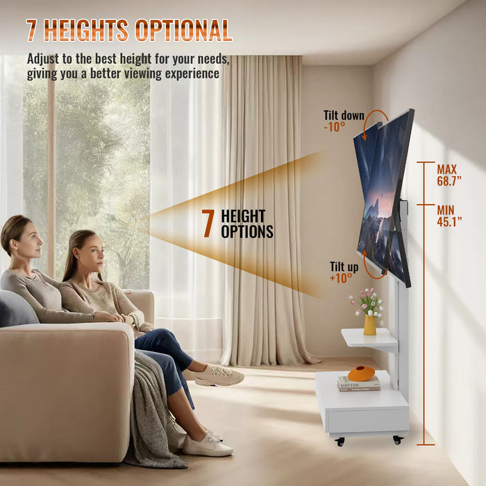 Adjustable Height Mobile TV Cart