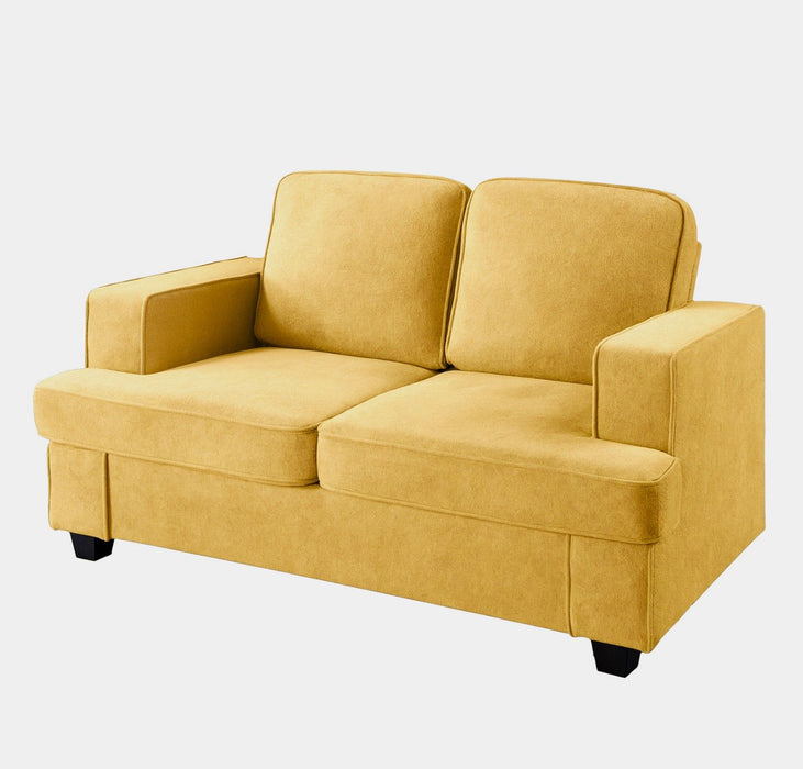 Modern Loveseat, Comfortable 2 Seater Couch With Deep Seating, Loose Back Cushions, Wide Arms