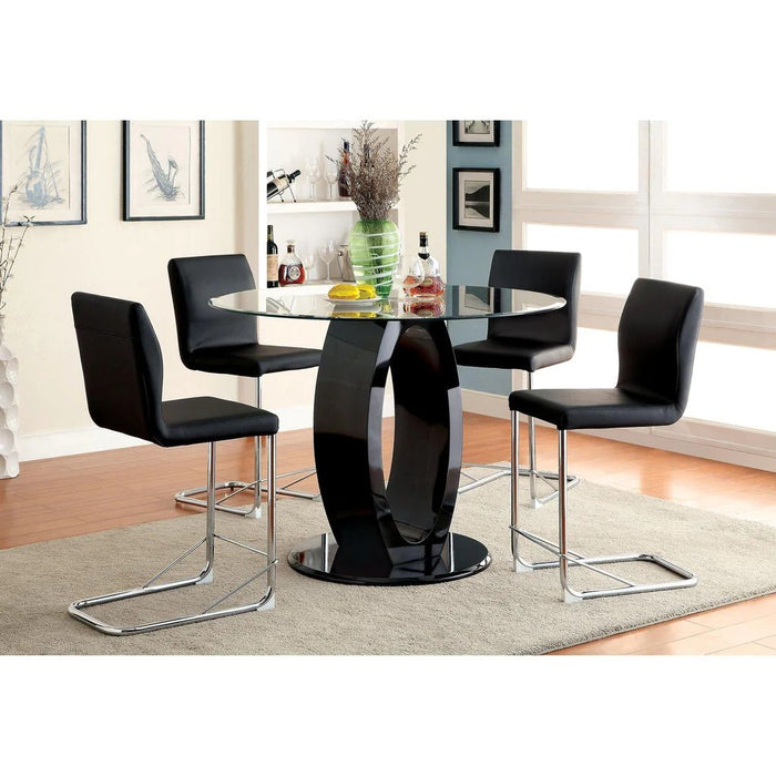 (Set of 2) Padded Leatherette Dining Chairs In Black And Chrome Finish
