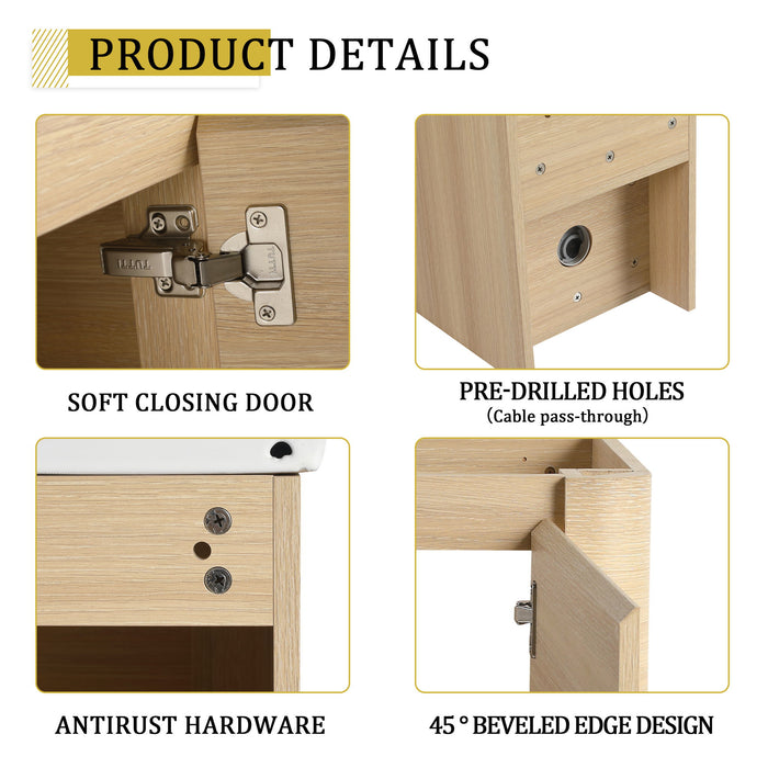 Wall Mounted Bathroom Vanity & Sink, Storage Shelves & Soft Close Door