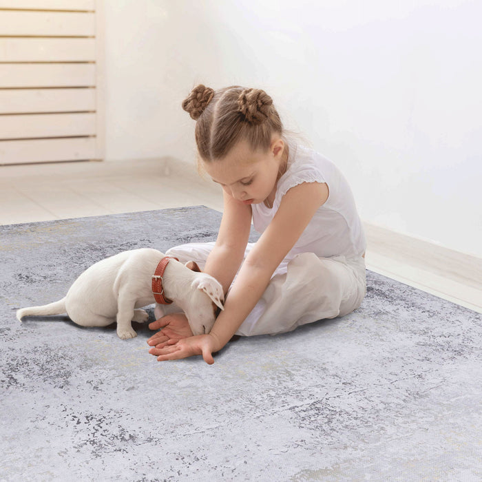 Maval - 6' X 9' Washable Area Rug - Gray