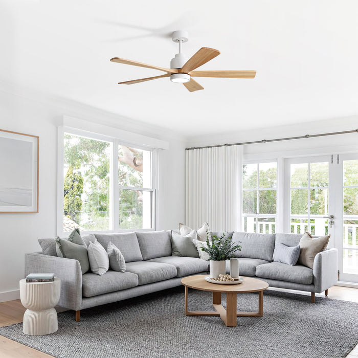 52" Ceiling Fan With Remote Control, Dimmable 3 Color Temperature LED Light, Quiet Reversible DC Motor