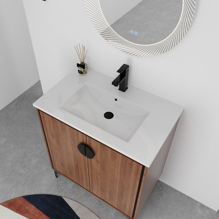 Modern Bathroom Vanity With Top Sink, Engineered Wood Storage Cabinet