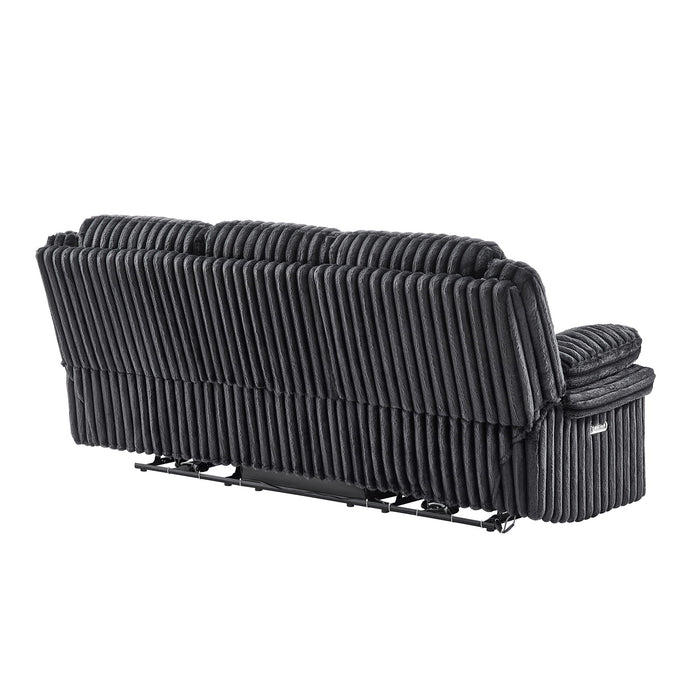 Winston - Power Reclining Sofa With LED Lighting, Hidden Drawer, And Drop Down Table - Black