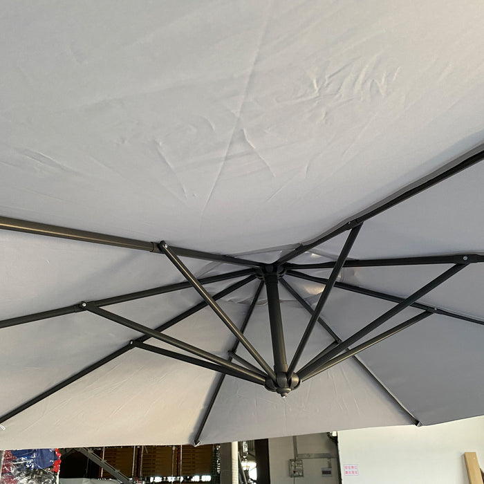 10 Ft Offset Cantilever Patio Umbrella With Crank And Tilt Adjustment For Pool, Deck, And Garden - Gray