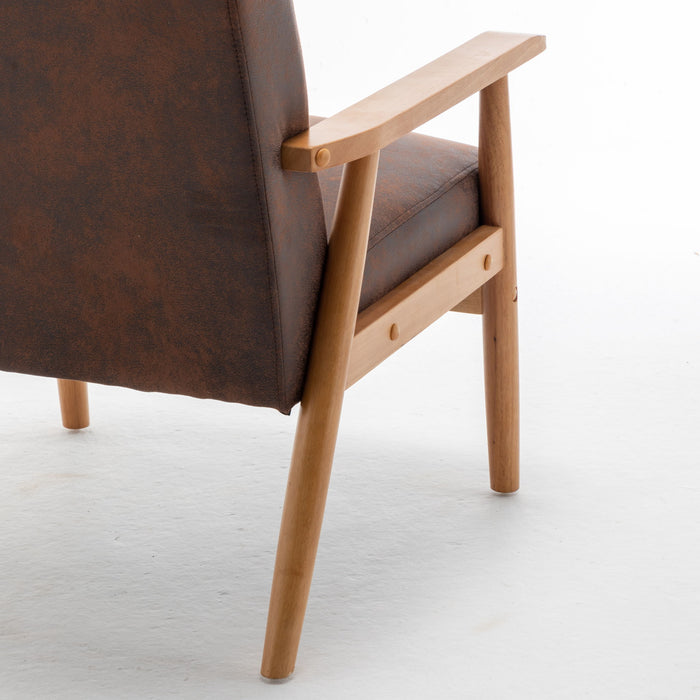 Wide Classic Mid-Century Modern Arm Chair - Brown