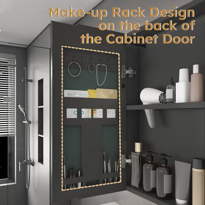 Aluminium Medicine Cabinet Mirror With LED Light And Defogging Function - Gray