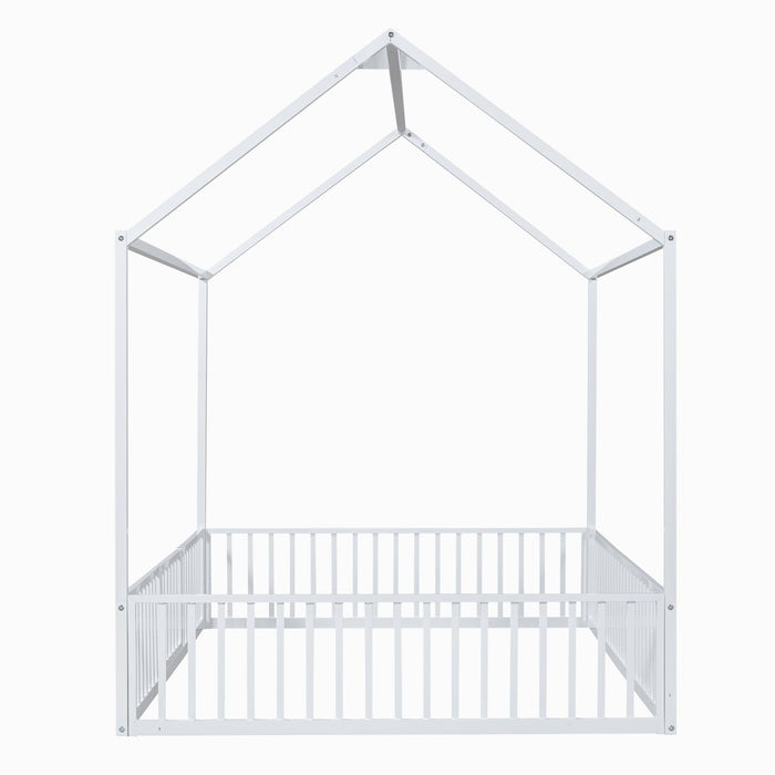 Metal House Bed With Fence And Door