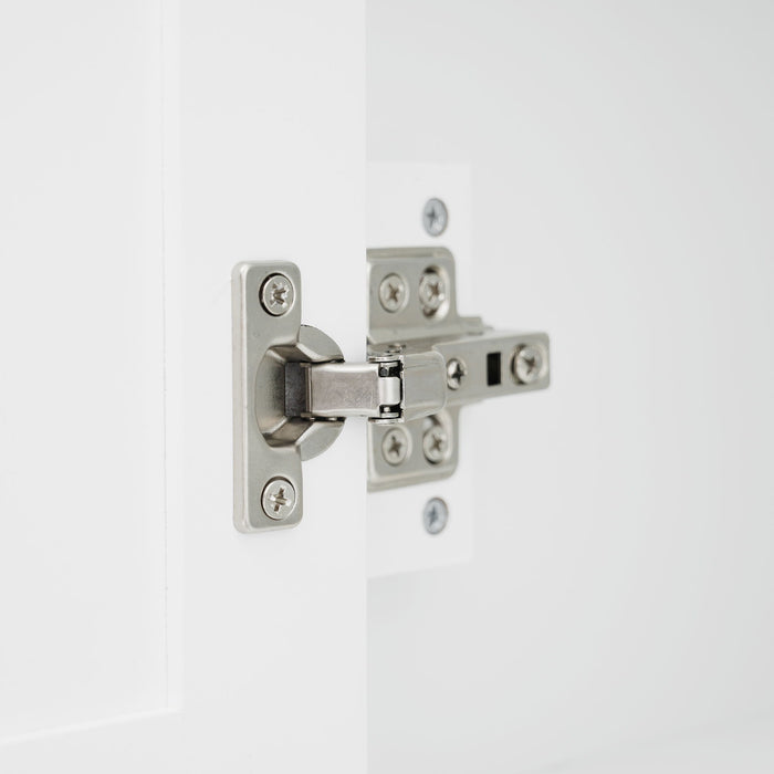 Freestanding Bathroom Vanity, Elegant Design With 4 Doors & 1 Drawer, Adjustable Shelves, Damping Hinges - White