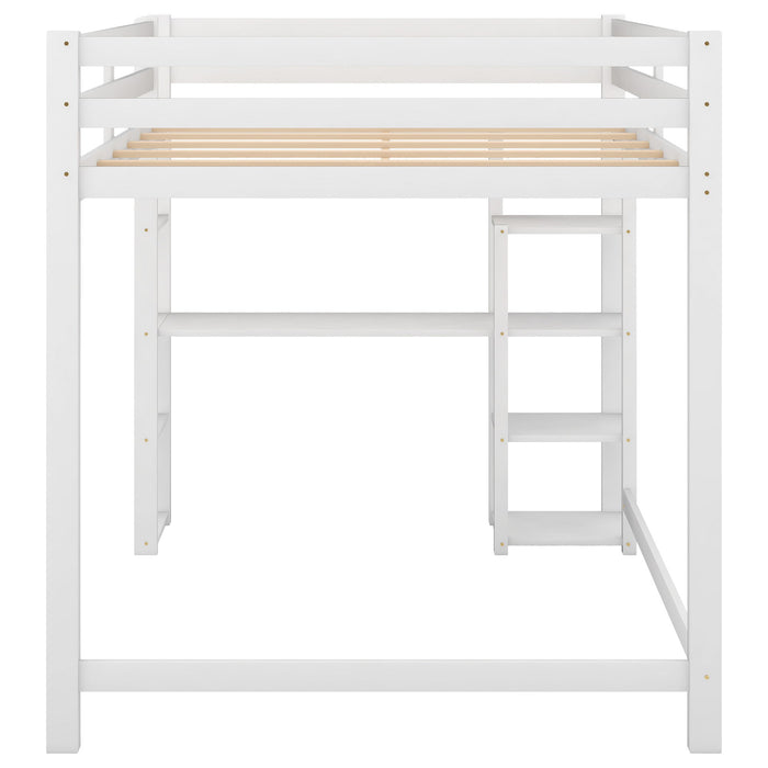 Full Size Lo Feet Bed With Built-In Desk And Shelves, White