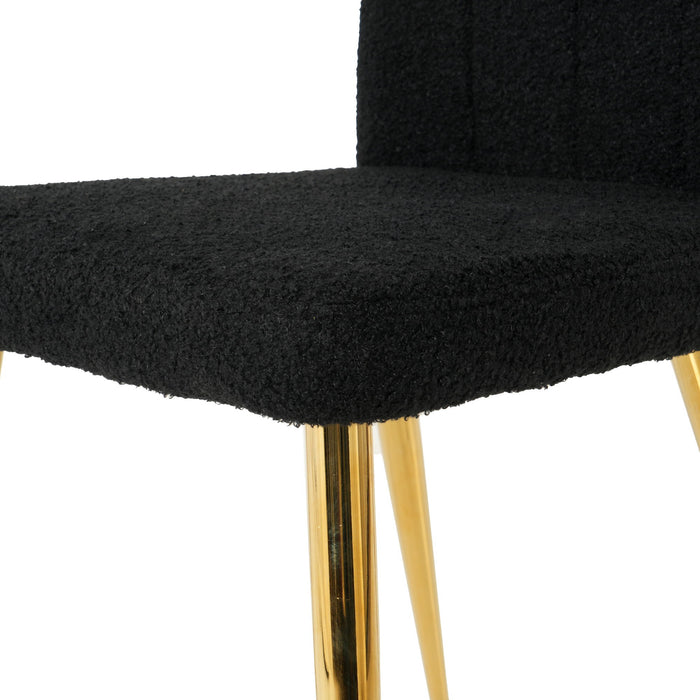 Modern Teddy Wool Dining Chair With Plated Metal Legs Upholstered Fabric Side Chair (Set of 4) - Black