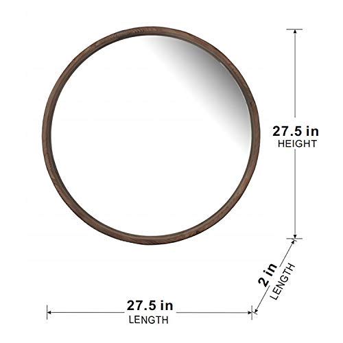 Round Wood Mirror, Wall Mounted Mirror Home Decor For Bathroom Living Room