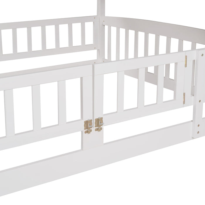 Low Bunk Bed With Slide, Fence And Ladder