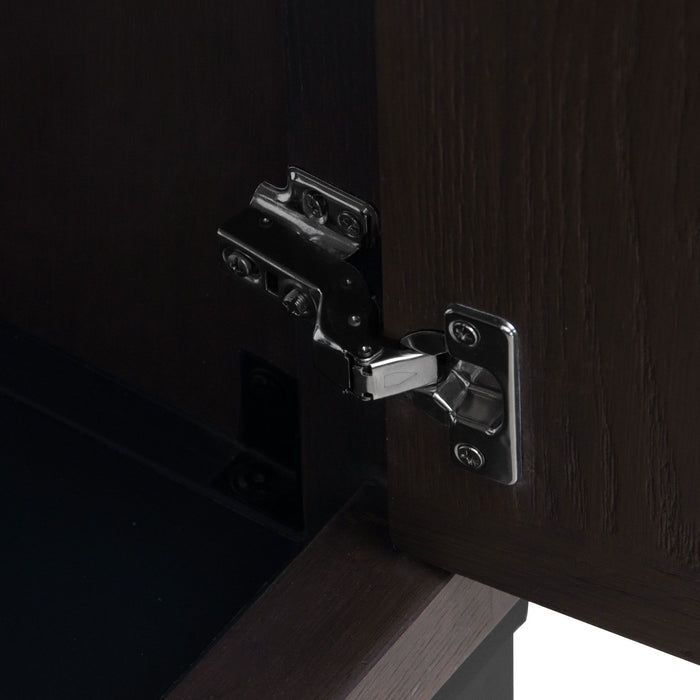 Modern Freestanding Bathroom Vanity With Ceramic Sink, Hot And Cold Faucet, Storage Cabinet & Open Shelf