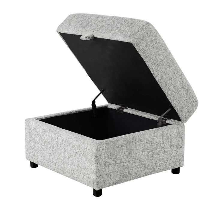 Emiliano - Sectional Sofa With 3 Pillows And Storage Ottoman - Nickel