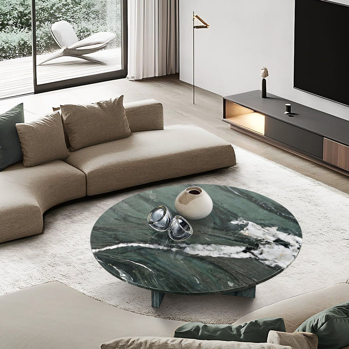 Diamond - Marble Coffee Table, Living Room Centerpiece, Genuine Stone - Green