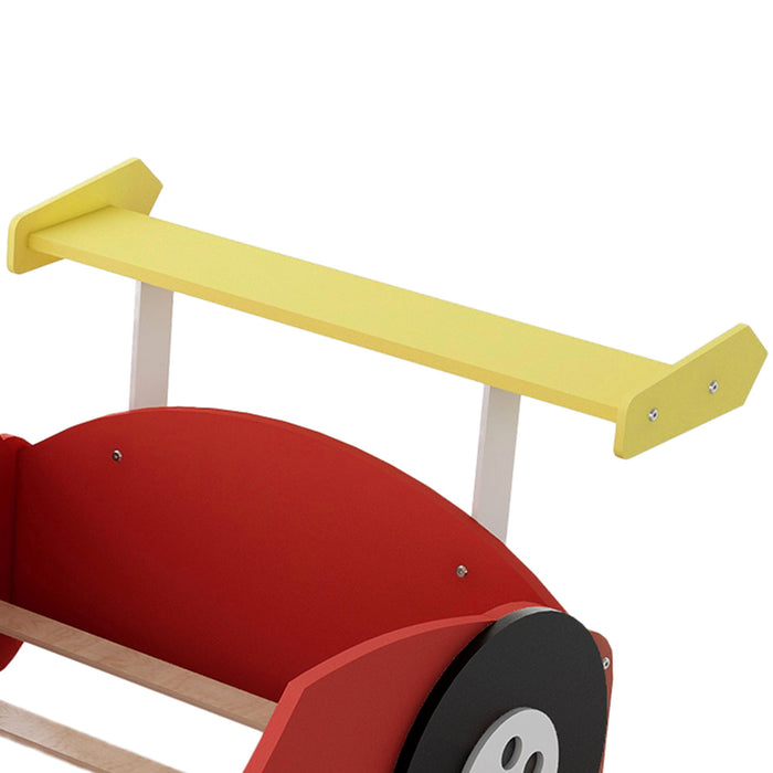 Race Car-Shaped Platform Bed With Wheels