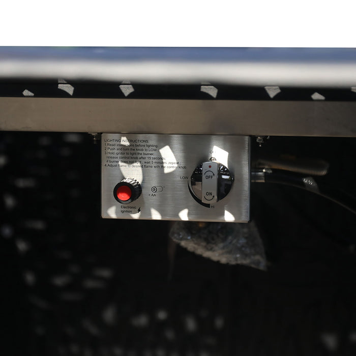 Elegant Cast Aluminum Square Fire Table With Fire Glass And Cover - Antique Bronze