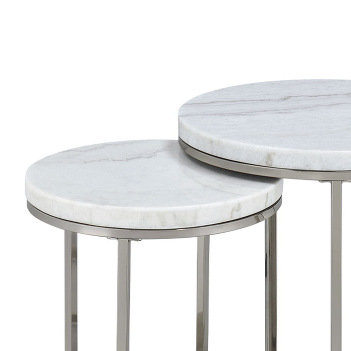 Zaidee - Nesting Table Set - Marble Top & Nickel