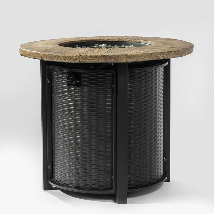 Propane Gas Fire Pit Table, 50000 Btu Round Steel Fire Pit