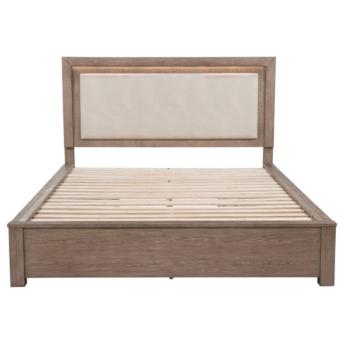 Kenora 56-inch California King LED Storage Bed Barley Brown