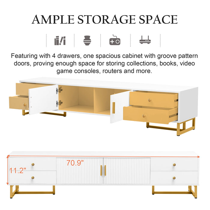 TV Media Console Table, TV Stand With Storage For Living Room - White