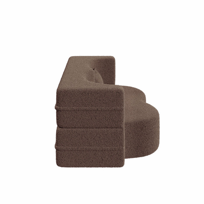 Modern Floor Sofa, With 2 Pillows, Convertible Teddy Fabric Foam Filled Bed