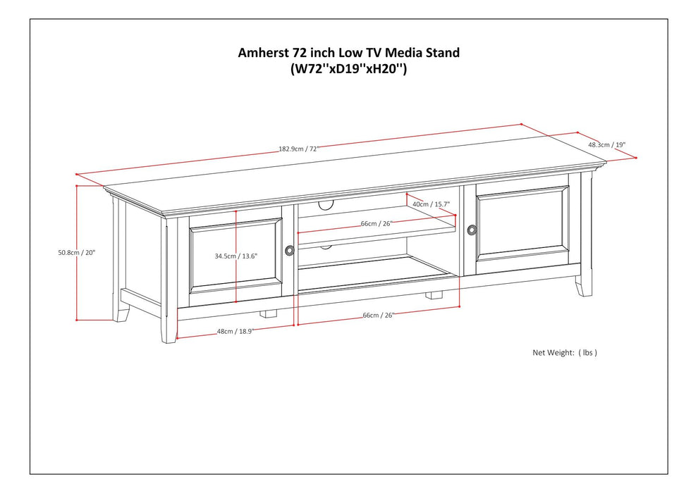 Amherst - Low TV Media Stand - Hickory Brown