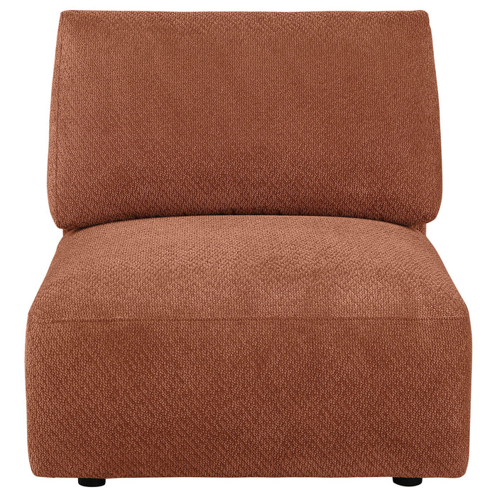 Elysia Chenille Upholstered Modular Armless Chair Coral