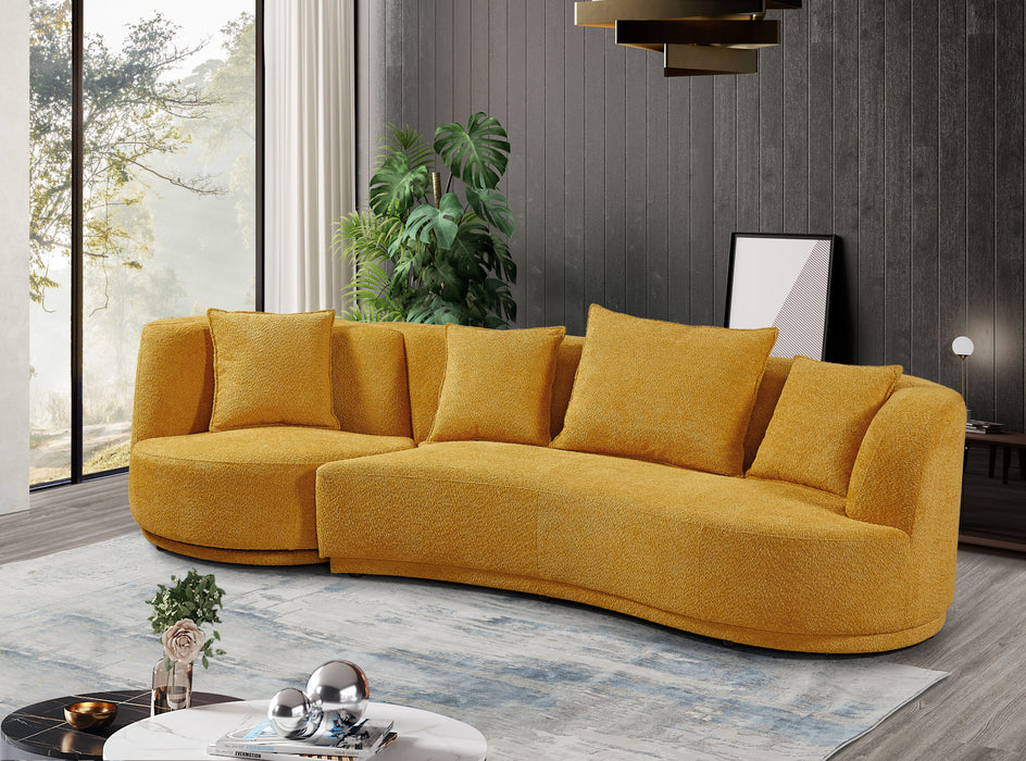 Liyasi Living Room Sofa Set With Luxury Teddy Fleece, 2 Seater, Armchair Swivel 360 Degree - Yellow