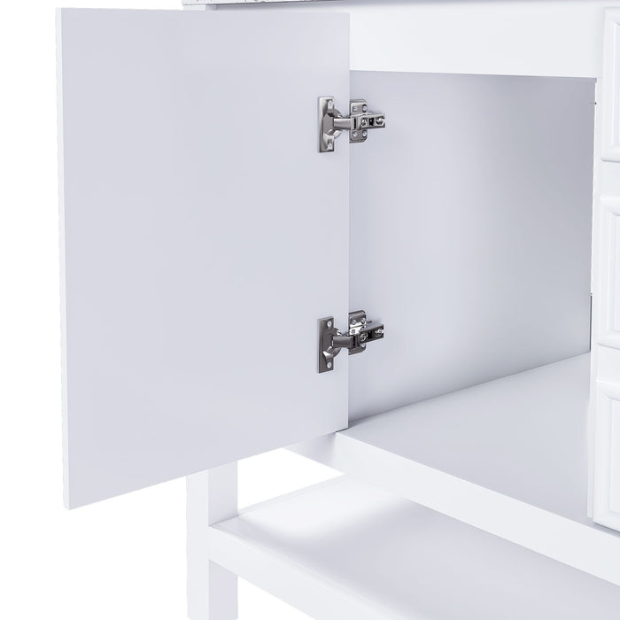 36" Bathroom Vanity With 1 Cabinet And 3 Drawers 1, Storage Solution - White