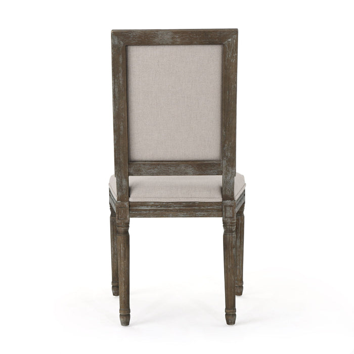 Traditional Style Dining Chair Set With Fabric Upholstery