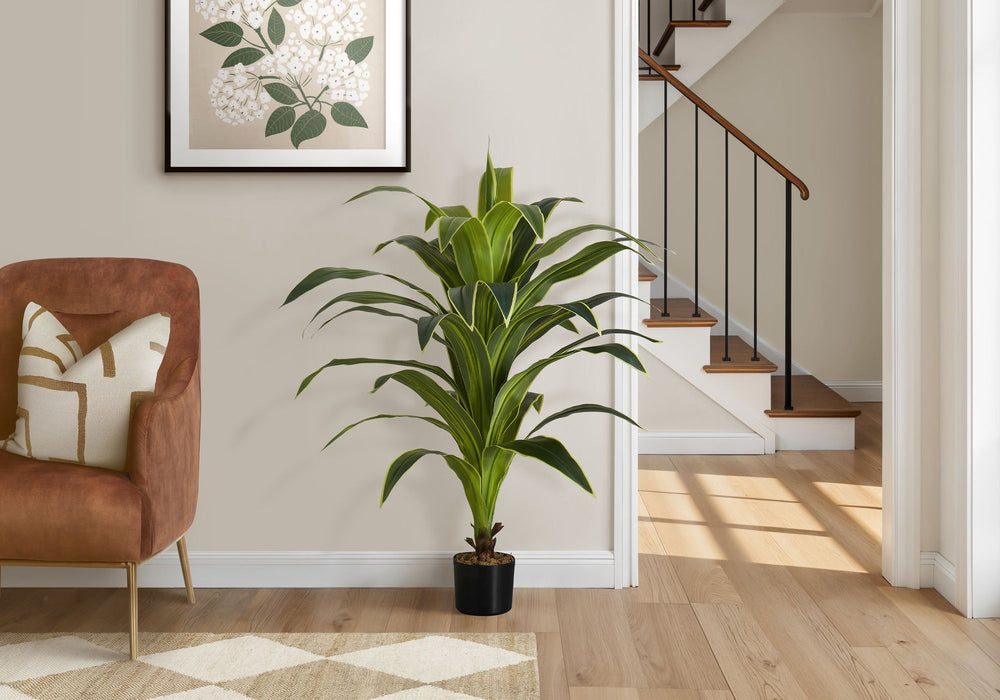 47" Tall, Artificial Plant, Dracaena Tree, Indoor, Faux, Fake, Floor, Greenery, Potted, Real Touch, Decorative - Green / Black