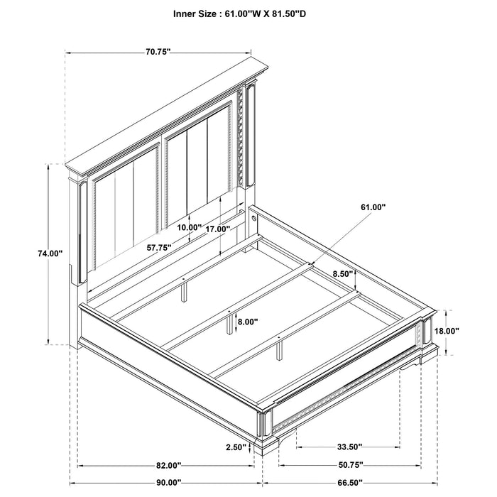 Bedroom Set With LED Lighting And Carved Moldings