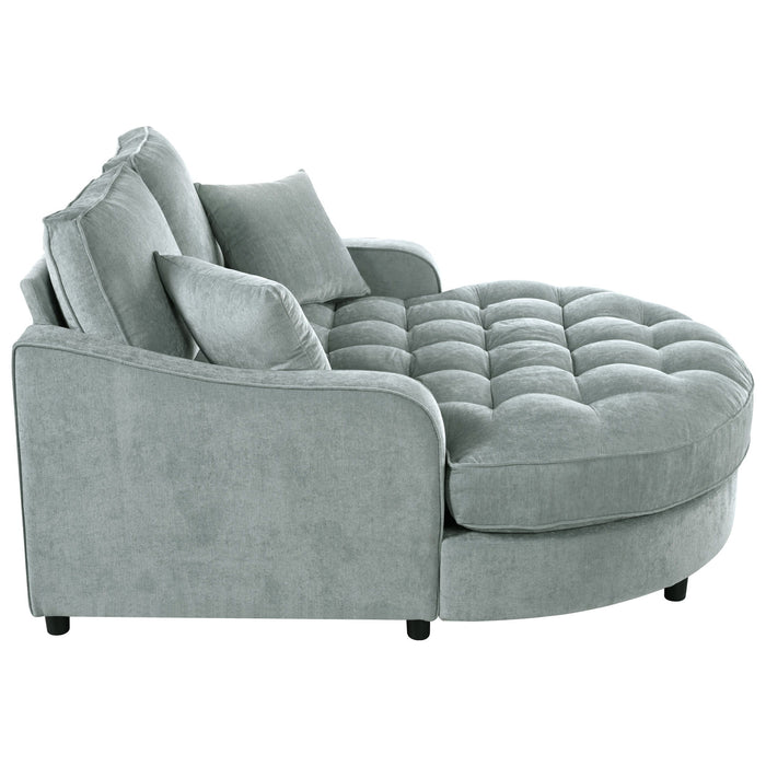 Modern Chaise Lounge Upholstered Sofa Couch With Tufted Seat And Detachable Pillows For Living Room