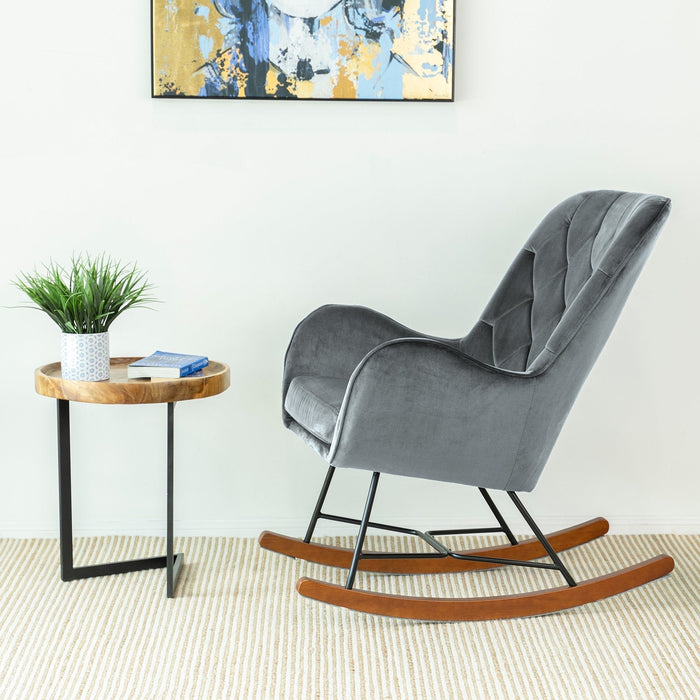 Hannah - Mid-Century Modern Rocking Chair - Gray