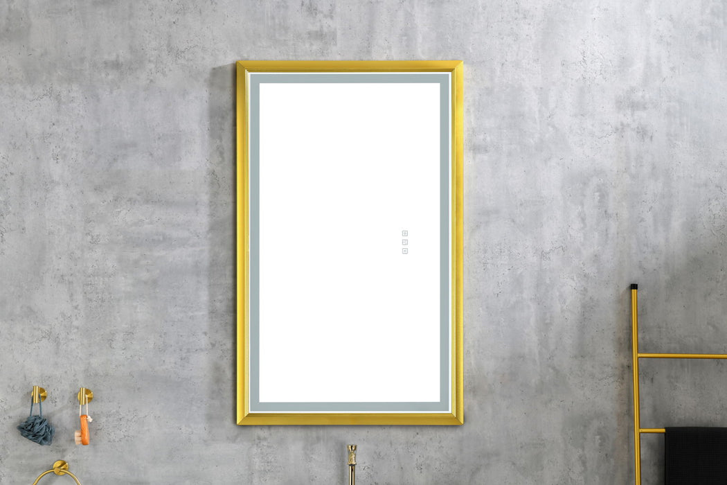 42" W X24" H Oversized Rectangular Black Framed LED Mirror Anti-Fog Dimmable Wall Mount Bathroom Vanity Mirror