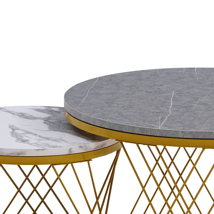 Modern Minimalist Nesting Coffee Table For Living Room - White / Gray