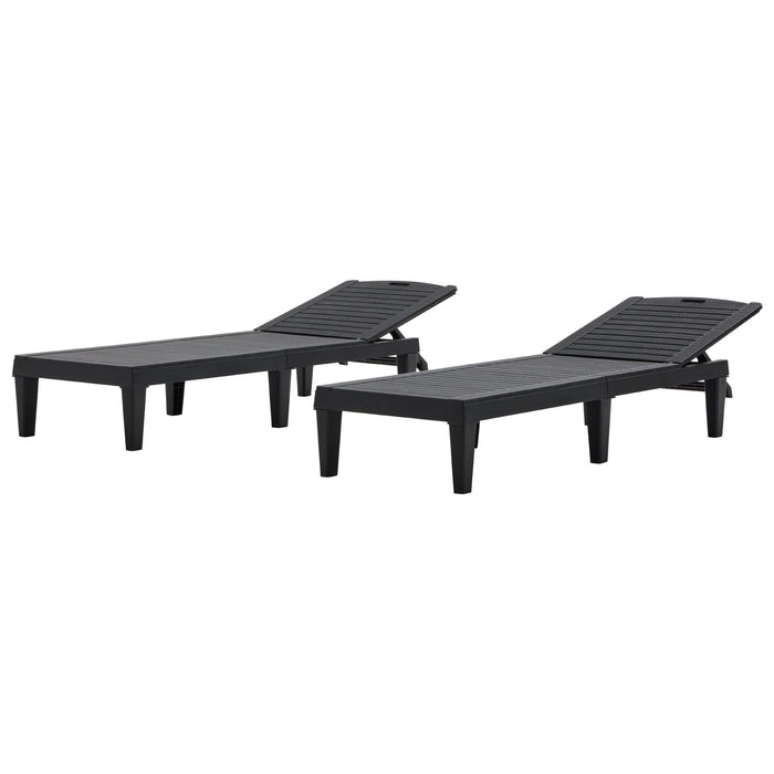 2 Piece Outdoor Chaise Lounges With Adjustable Backrest