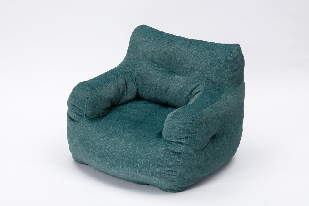 Soft Cotton Linen Fabric Bean Bag Chair Filled With Memory Sponge, Green