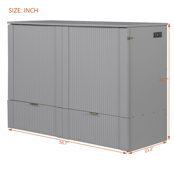 Murphy Bed With Drawer And A Set Of Sockets & USB Ports, Pulley Structure Design