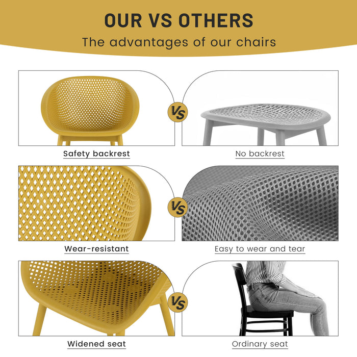 2 Piece Durable Single Chair With Mesh Hollow Out Design