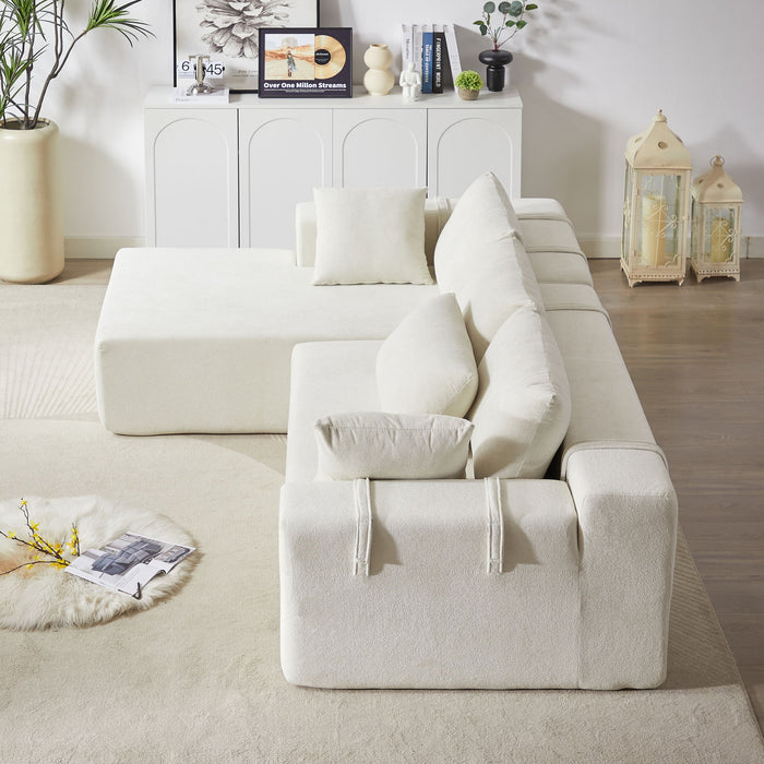 Modern Chenille Upholstered Sectional Sofa Couch Set With 6 Pillows,Free Combination