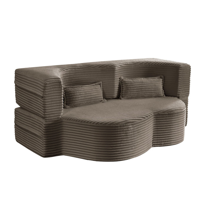 Floor Convertible Sleeper Sofa Bed With 2 Pillows