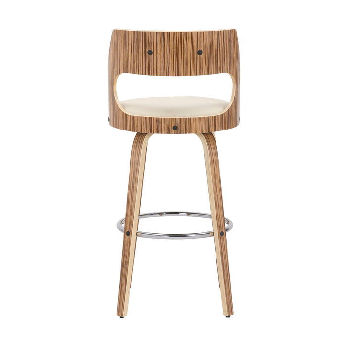 Cecina - Mid-Century Modern Fixed Height Barstool With Swivel (Set of 2) - Zebra / Cream