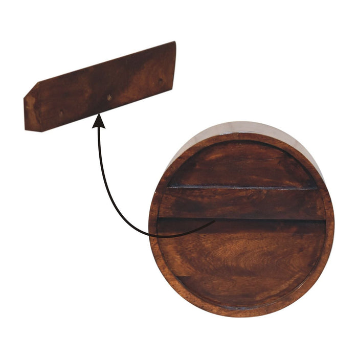 Floating Circle Bedside Table - Chestnut